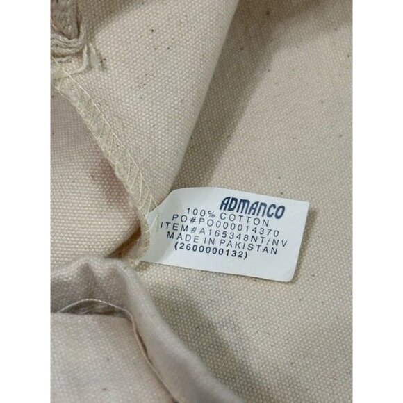 Longines NWOT Canvas Tote Bag Shopper Double Handle Beach Boating Cream Navy - Picture 8 of 9